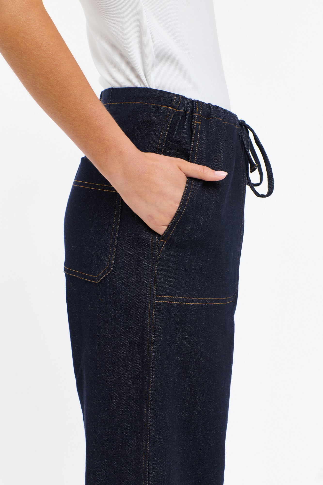 MISHA DRAWCORD DENIM PANTS