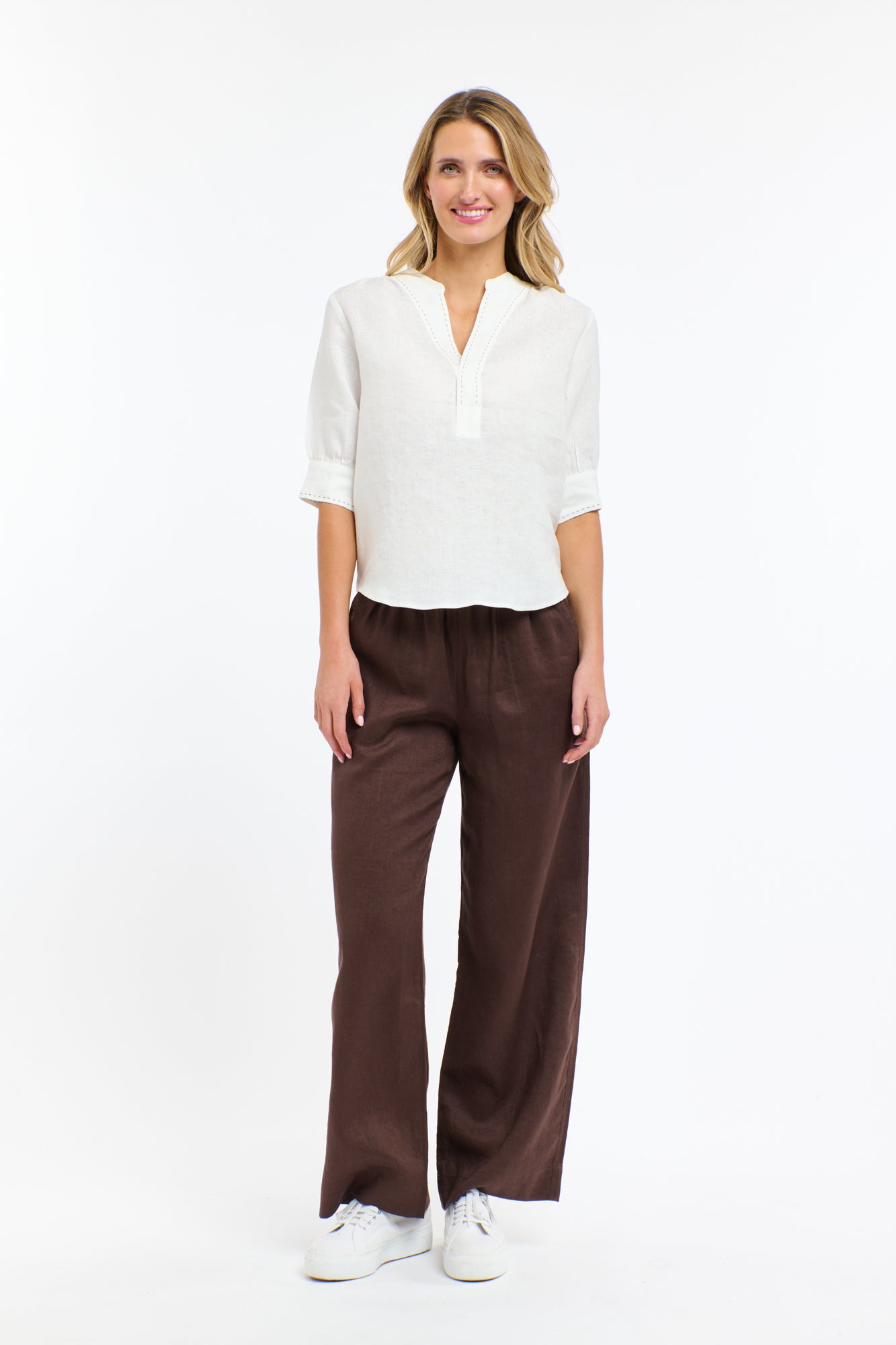 BRADLEY LINEN STITCH TOP