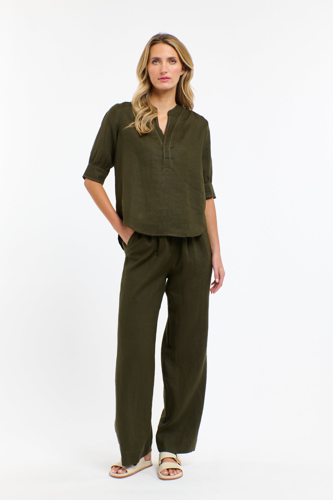 BRADLEY LINEN STITCH TOP