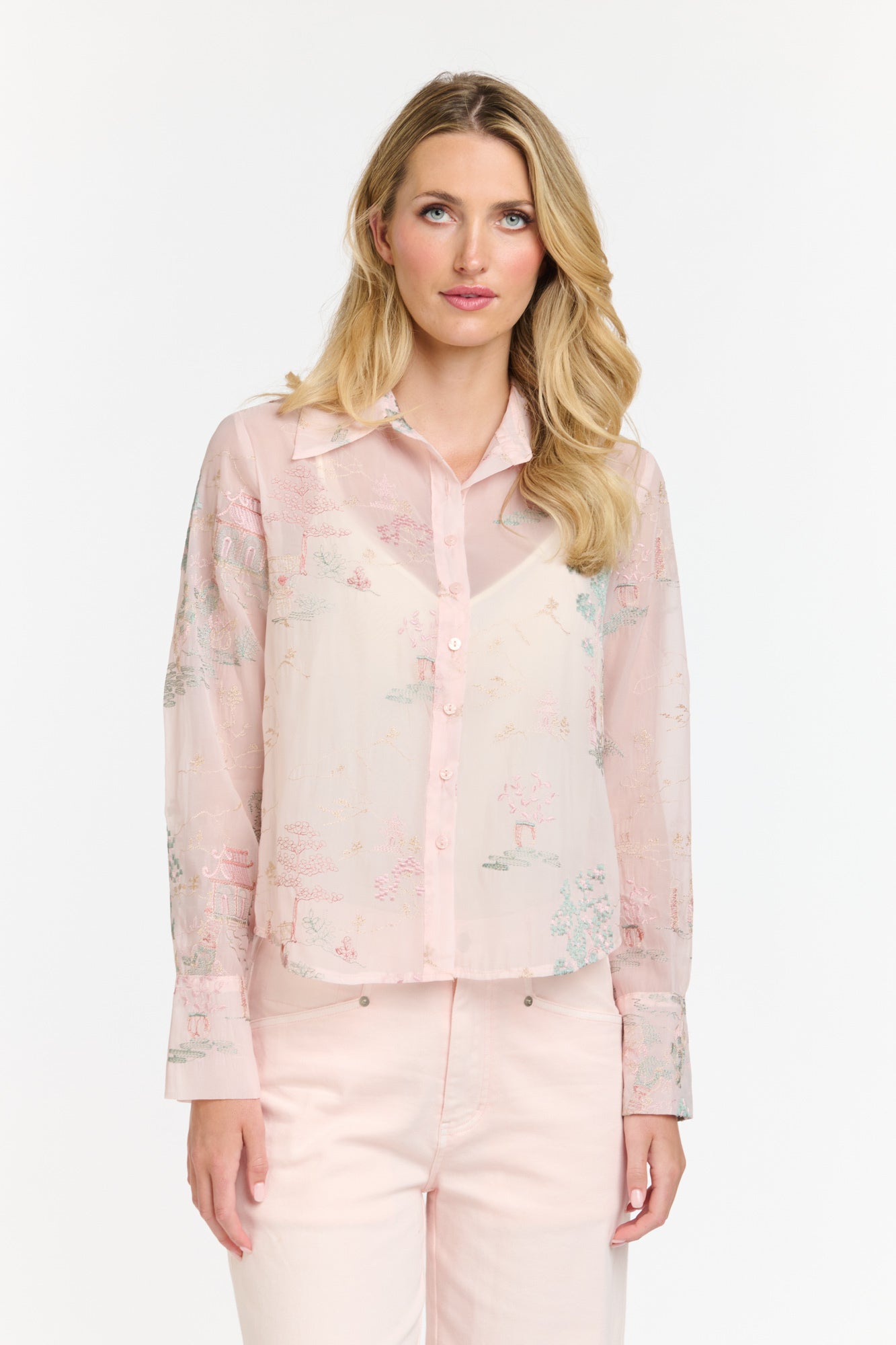 TEMPLE PINK SHEER SHIRT