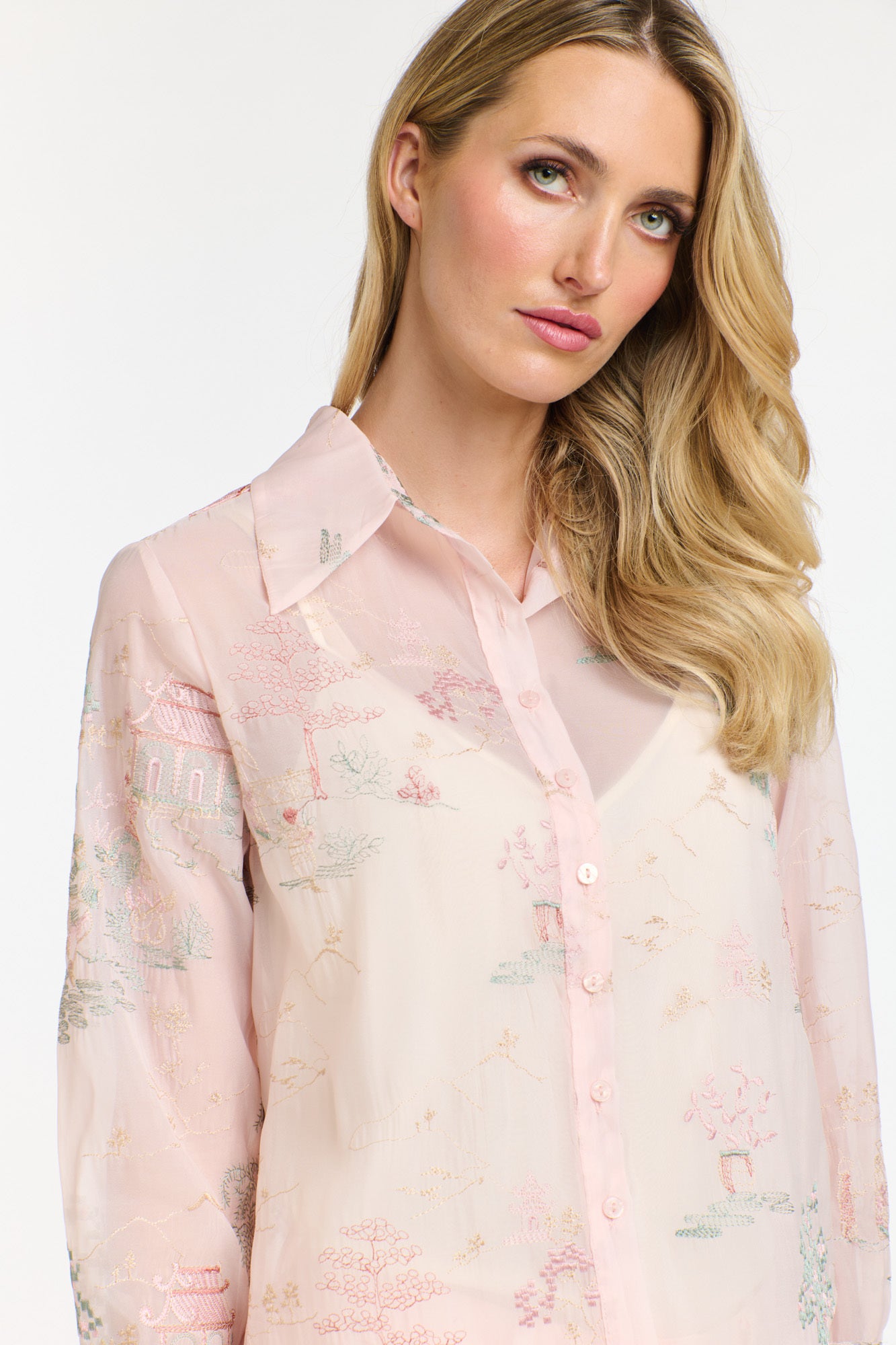 TEMPLE PINK SHEER SHIRT