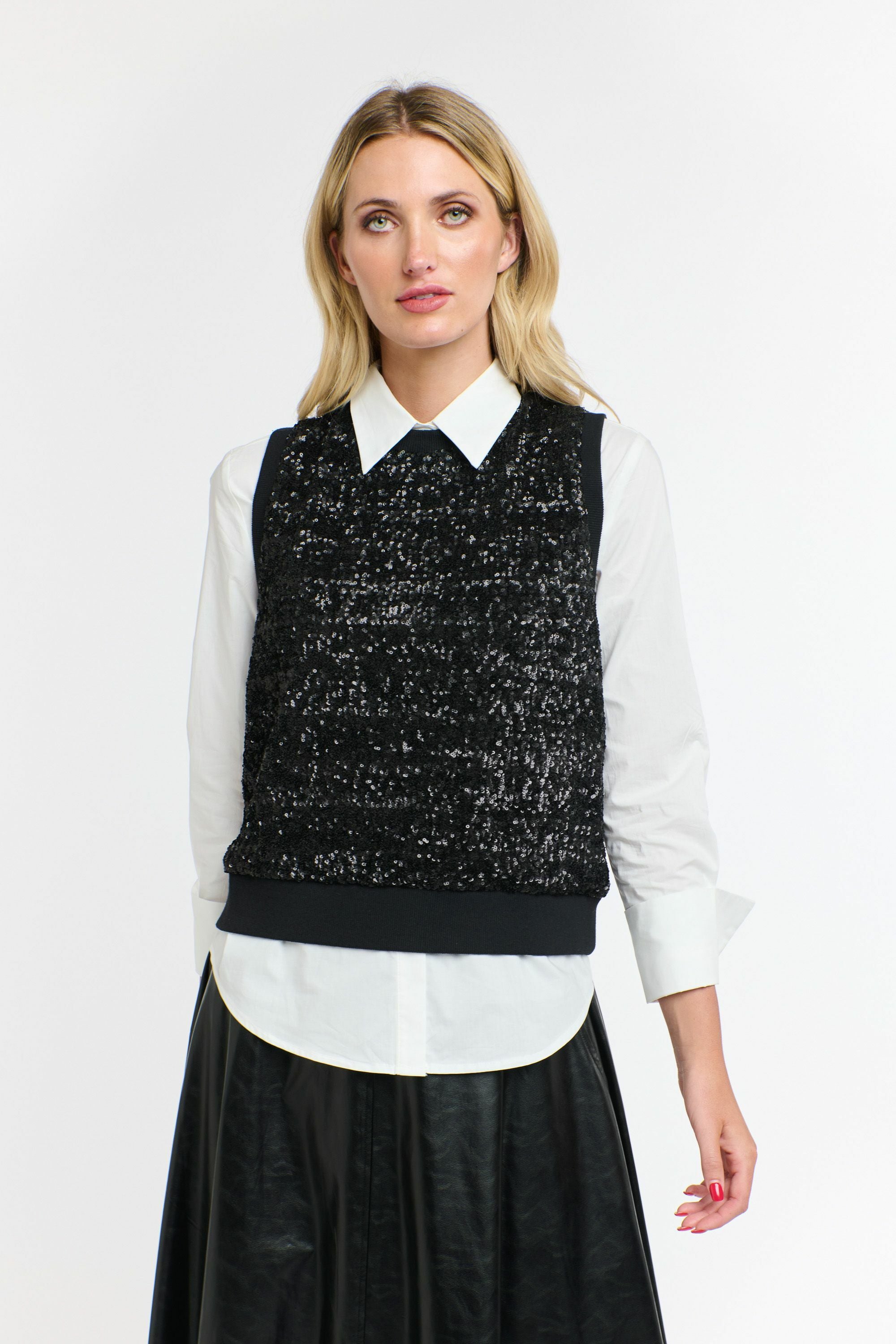 SEQUINS TANK BLACK